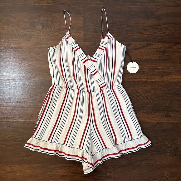 Tularosa Amelia red, white & blue striped sleeveless romper size M NWT - Picture 2 of 14